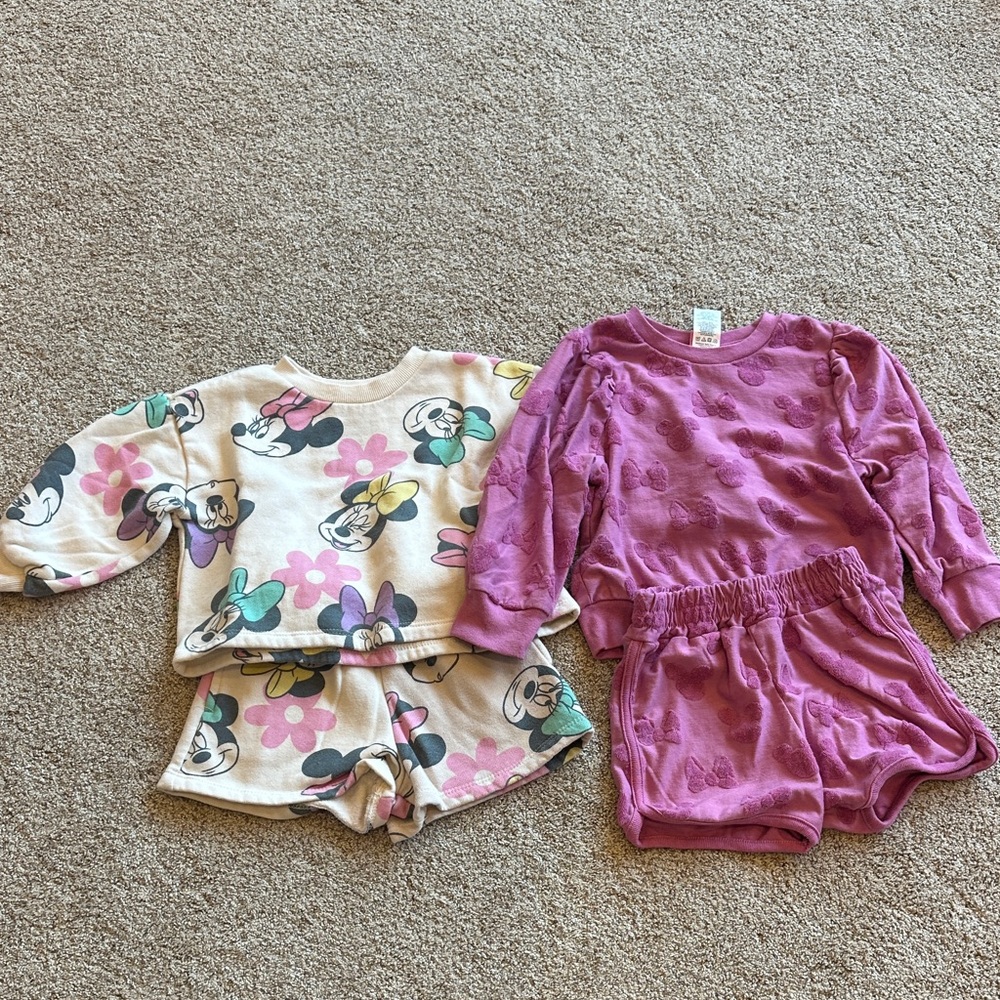 2 sweatshirt and short sets from Disney Junior Minnie toddler girls